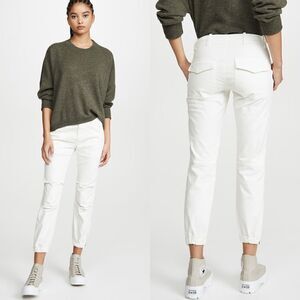 NILI LOTAN Cropped Military Pant in Eggshell